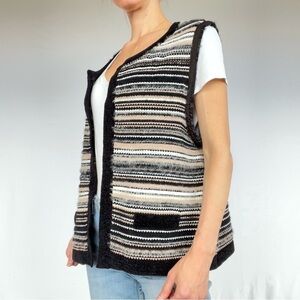 VINTAGE 90s sweater vest Nordic multicolored striped pattern fits L